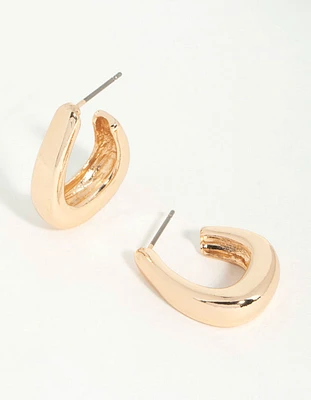 Gold Baguette Long Hoop Earrings