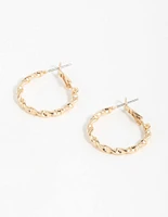 Gold Flat Twist Mixed Hoop Earrings 2-Pack