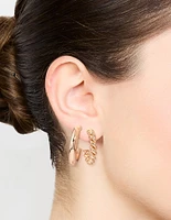 Gold Twisted & Round Hoop Earrings 2-Pack