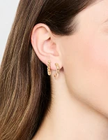 Gold Twisted & Round Hoop Earrings 2-Pack