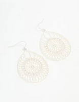 Silver Diamante Filigree Drop Earrings