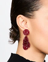 Red Acrylic Hammered Petal Drop Earrings