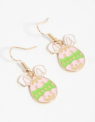 Gold Bunny Ear & Easter Egg Drop Earrings