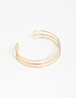 Gold Textured Wire Wrist Cuff