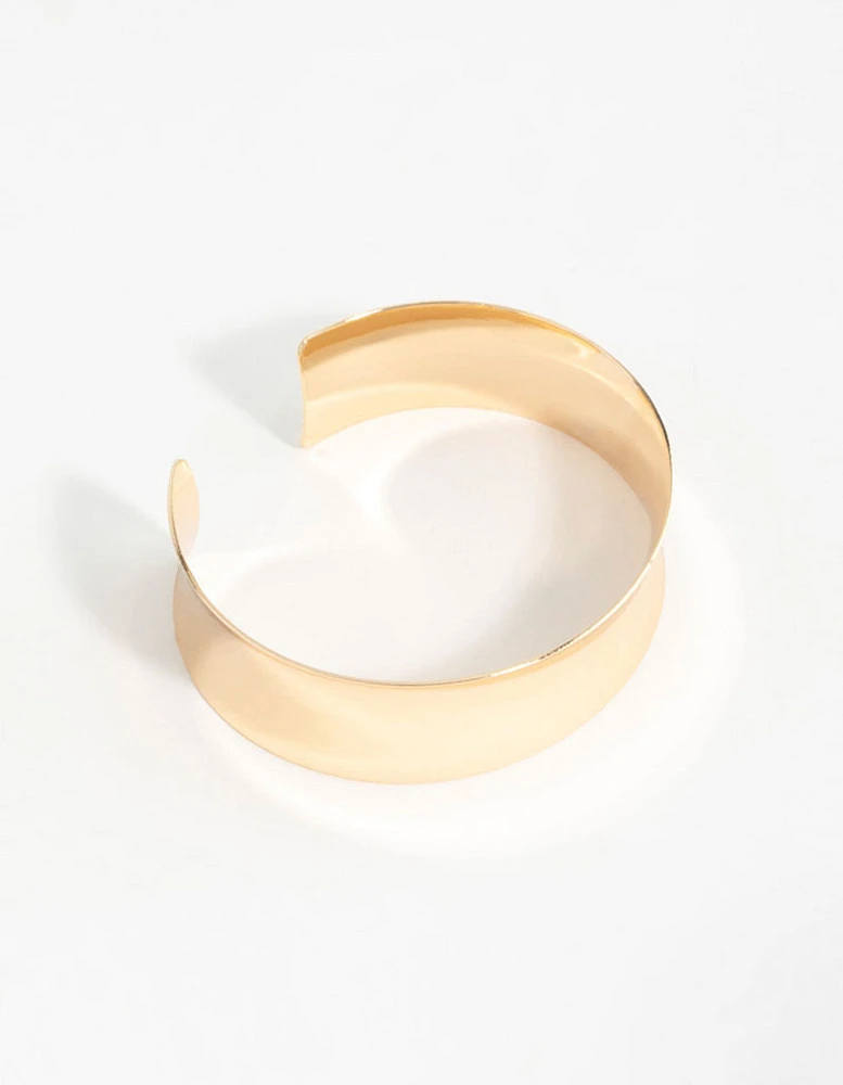 Gold Flat Wide Wrist Cuff