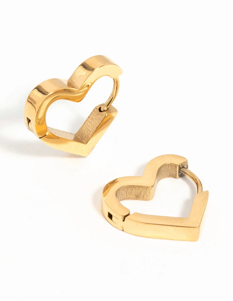 Gold Plated Surgical Steel Heart Hoop Earrings