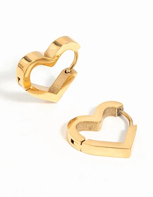 Gold Plated Surgical Steel Heart Hoop Earrings