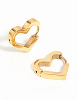 Gold Plated Surgical Steel Heart Hoop Earrings
