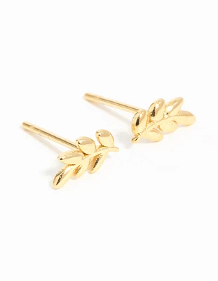 Gold Plated Surgical Steel Leaf Stud Earrings