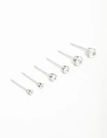 Surgical Steel Cubic Zirconia Stud Earrings 3-Pack