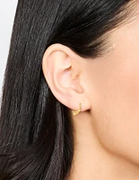 Gold Plated Surgical Steel Cubic Zirconia Leaf Clicker Sleeper Hoop Earrings