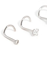 Surgical Steel Cubic Zirconia Butterfly & Round Nose Stud 3-Pack