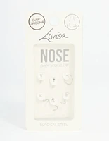 Surgical Steel Black Cubic Zirconia Nose Ring & Stud 6-Pack