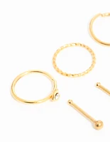 Gold Plated Surgical Steel Micro Heart Nose Piercing 6-Pack