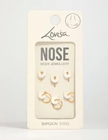 Gold Plated Surgical Steel Micro Heart Nose Piercing 6-Pack