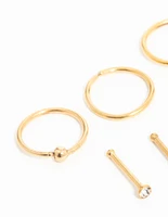 Gold Plated Surgical Steel Micro Star Nose Piercing 6-Pack