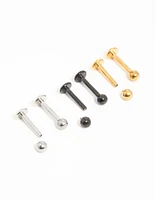 Mixed Finish Surgical Steel Flat Back Studs 6-Pack