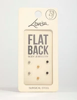 Mixed Finish Surgical Steel Flat Back Studs 6-Pack