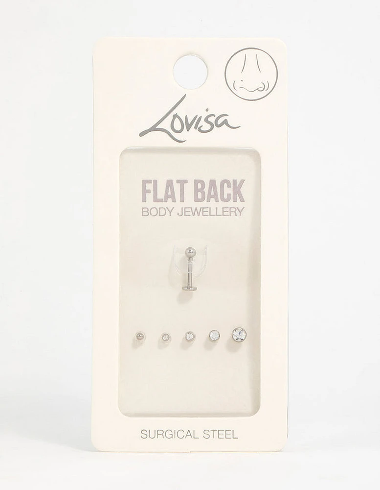 Surgical Steel Cubic Zirconia Flat Back Pack