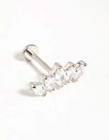 Surgical Steel Diamante Fan Flat Back Stud
