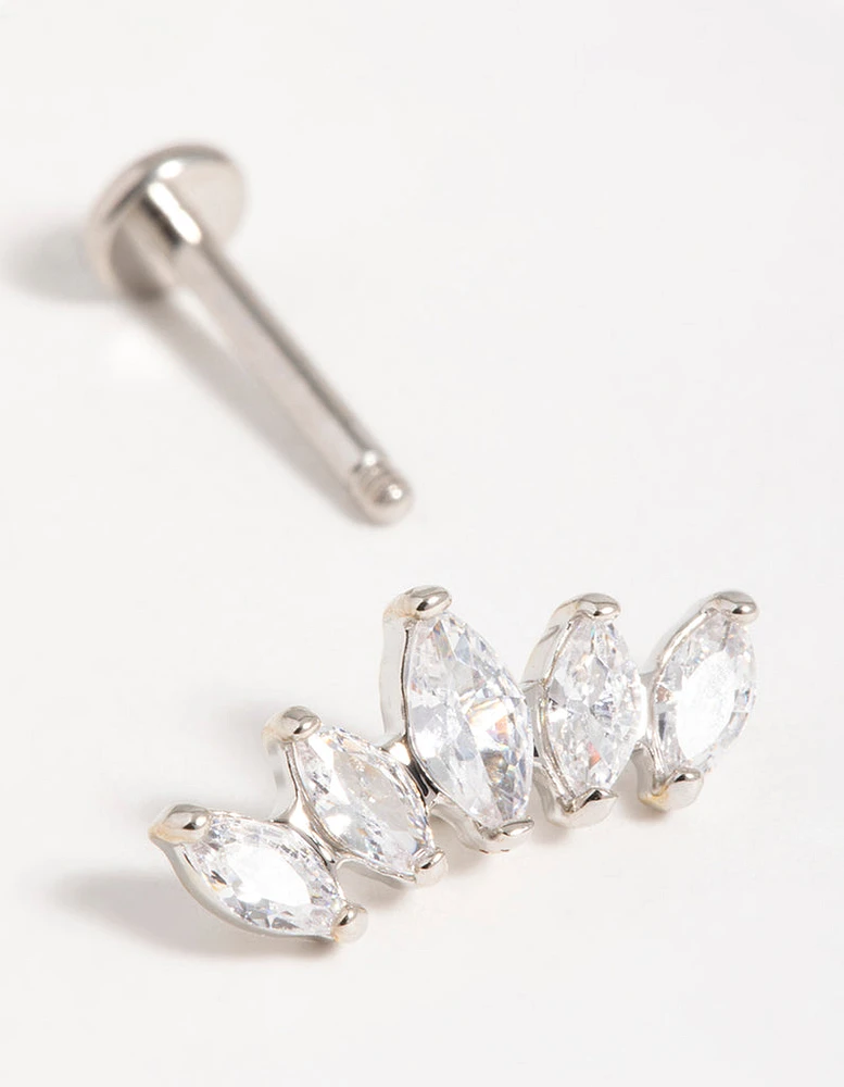 Surgical Steel Diamante Fan Flat Back Stud