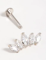 Surgical Steel Diamante Fan Flat Back Stud