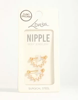 Surgical Steel Cubic Zirconia Vine Nipple Bars 2-Pack