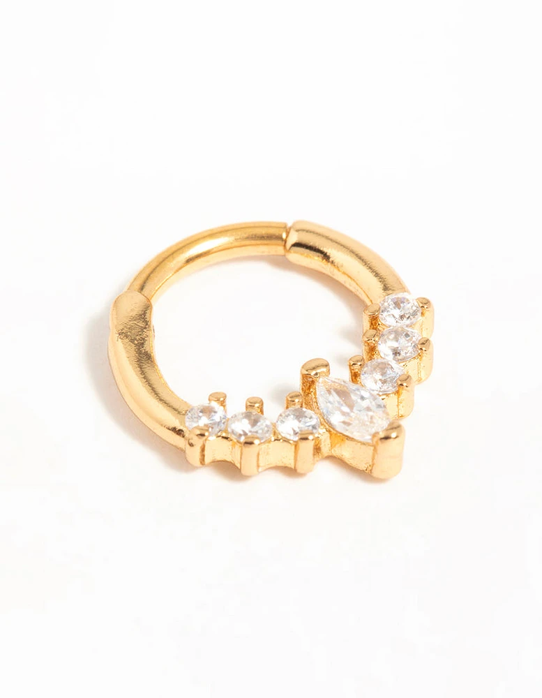 Gold Plated Surgical Steel Diamante Crown Ear Clicker