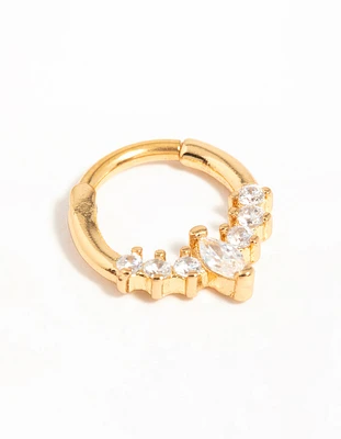 Gold Plated Surgical Steel Diamante Crown Ear Clicker