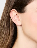 Gold Plated Surgical Steel Cubic Zirconia Leaf Flat Back Stud 2-Pack