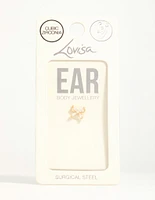 Gold Plated Surgical Steel Cubic Zirconia Bow Flat Back Stud