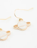 Gold Planet Hook Earrings