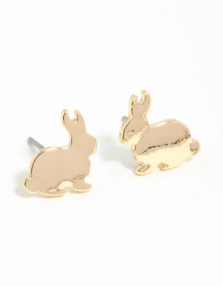 Gold Bunny Stud Earrings