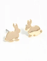 Gold Bunny Stud Earrings