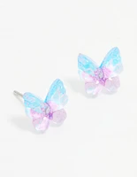 Purple & Blue Acrylic Bubble Butterfly Stud Earrings