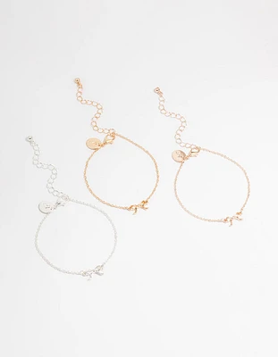 Mixed Metals Bow Bracelets 3-Pack