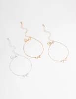 Mixed Metals Bow Bracelets 3-Pack