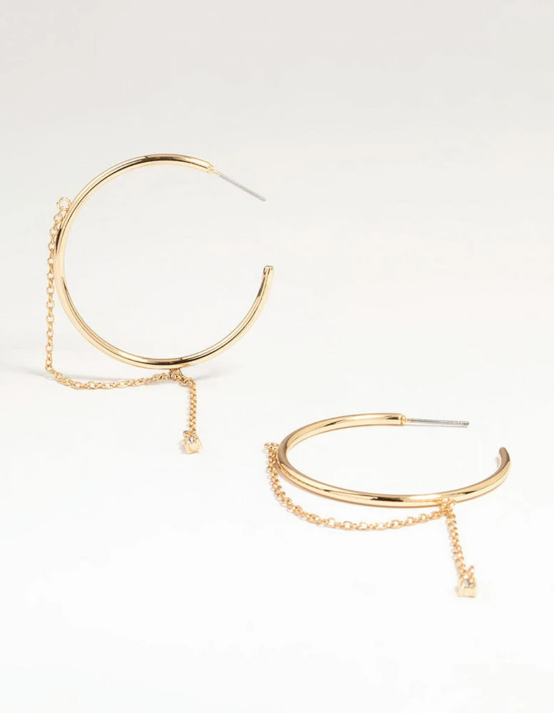 Gold Dainty Chain Hoop Earrings