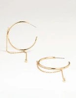 Gold Dainty Chain Hoop Earrings