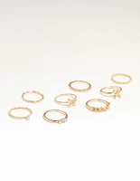Gold Butterfly & Bow Rings 8-Pack