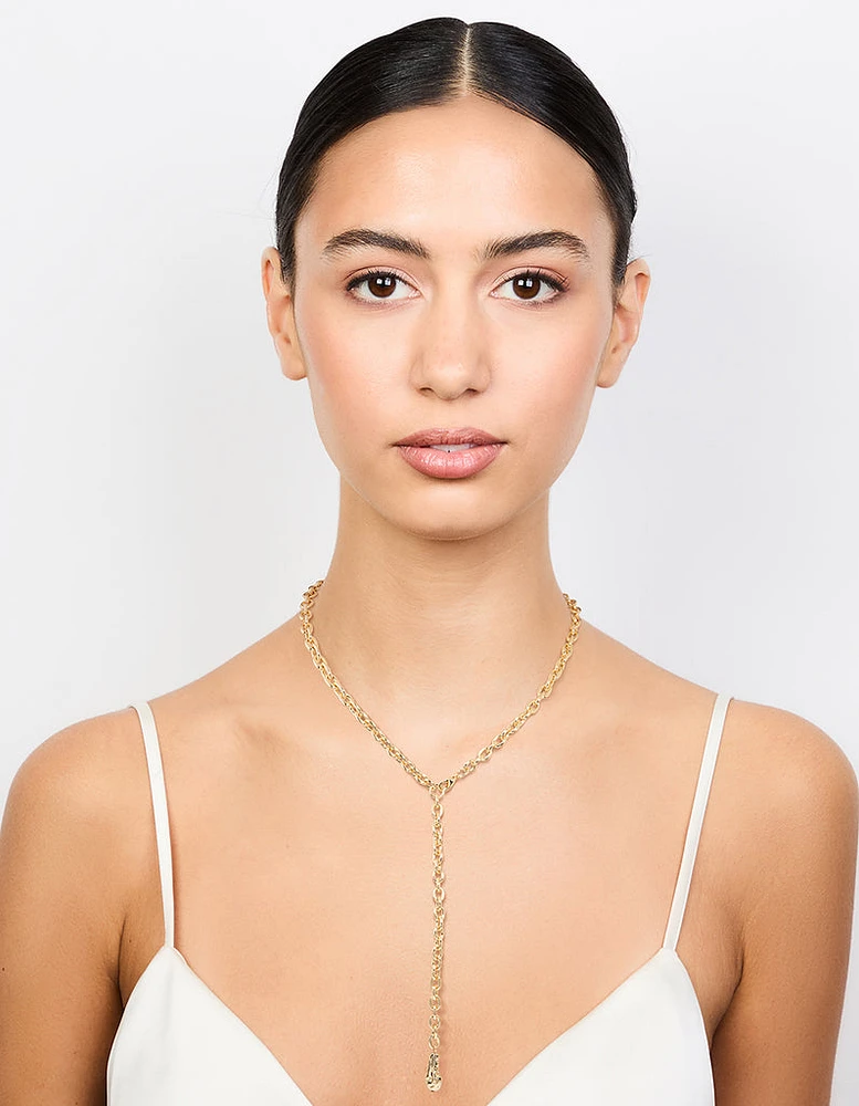 Gold Textured Y-Necklace