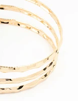 Gold Hammered Multirow Wrist Cuff