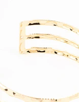 Gold Hammered Multirow Wrist Cuff