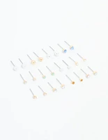 Gold Mixed Basic Small Stud Earrings 8-Pack