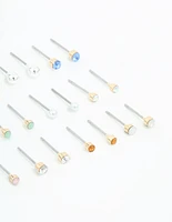 Gold Mixed Basic Small Stud Earrings 8-Pack