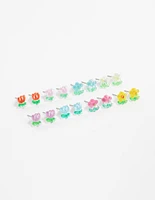 Multicoloured Acrylic Flower Stud Earrings 8-Pack