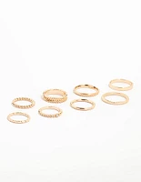Gold Thin Textured Stacking Rings 8-Pack