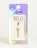 Titanium Butterfly Cubic Zirconia Drop Belly Bar
