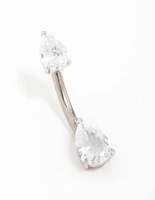 Titanium Cubic Zirconia Pear Belly Bar