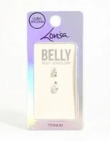 Titanium Cubic Zirconia Pear Belly Bar